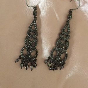 Lord & Taylor black pave chandelier earrings.
